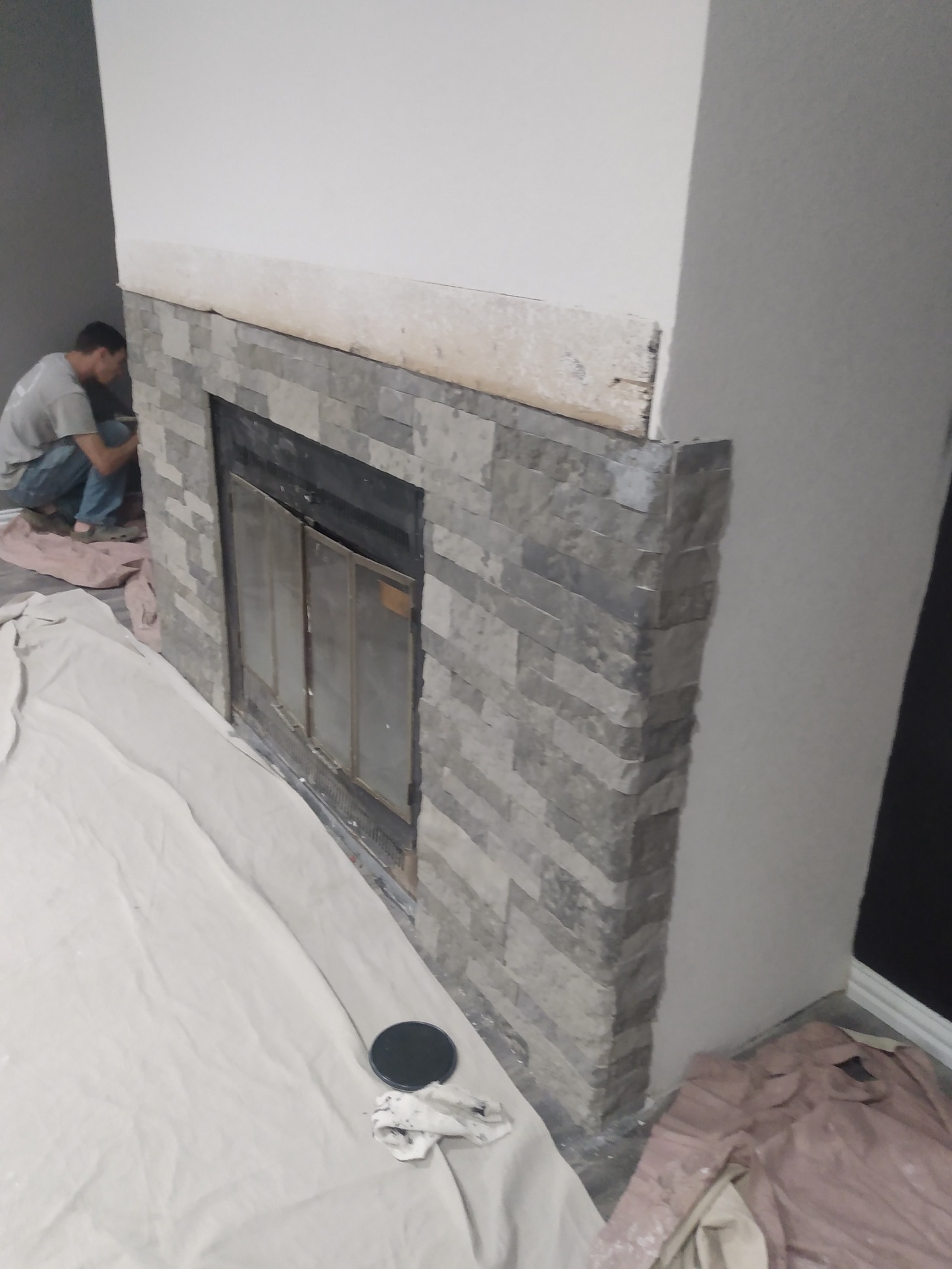 DURING - Fireplace Construction in Kingwood, TX